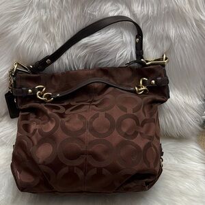 Coach Brown Shoulder Bag with Gold Accents